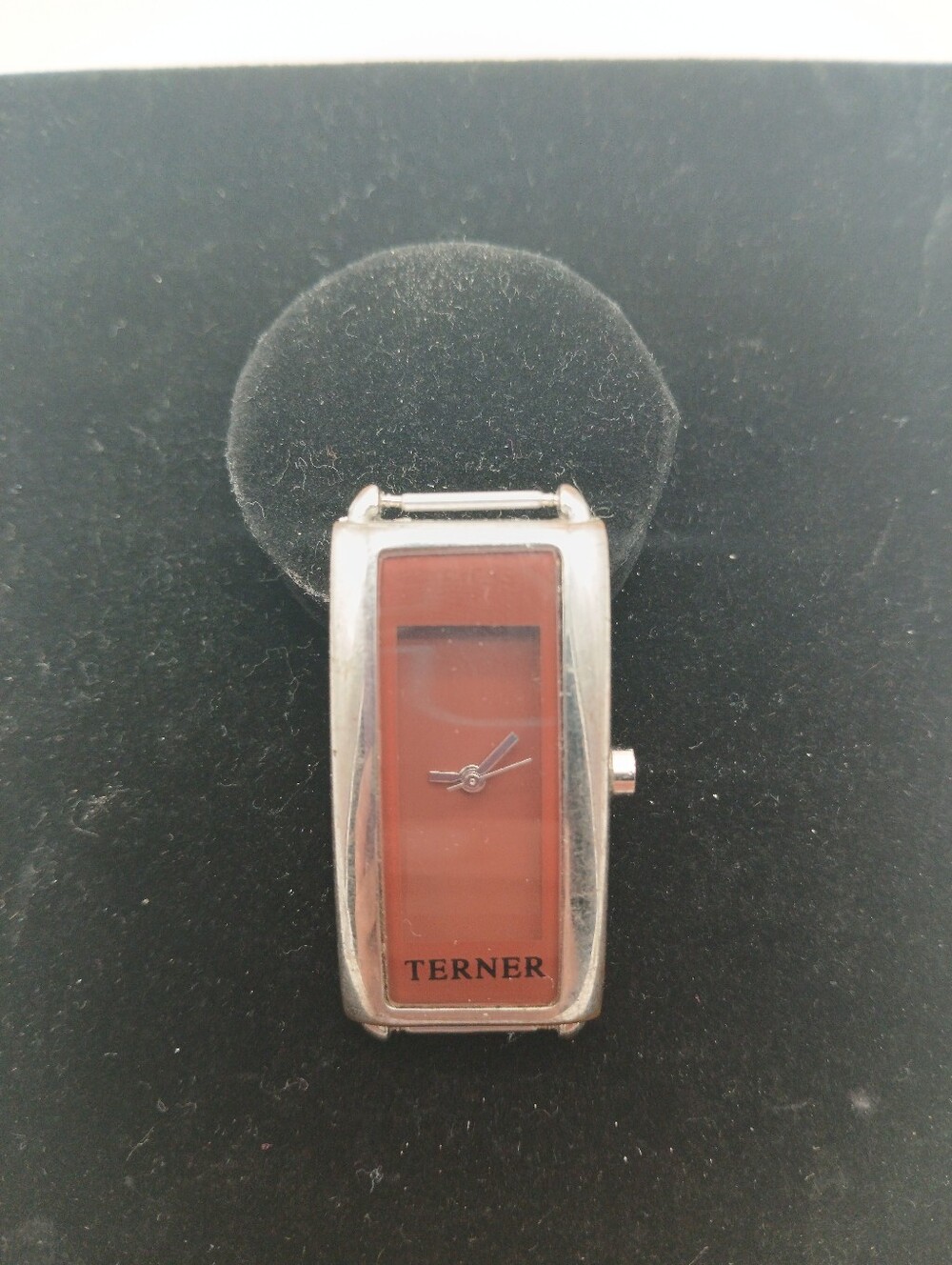 Bijoux Terner Rectangular Red/Brown Dial Silver-Tone Watch